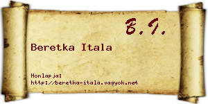 Beretka Itala névjegykártya